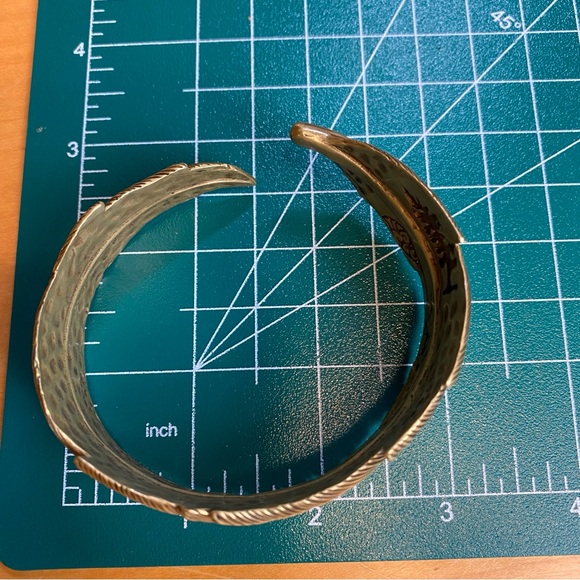 Feather Cuff Bracelet in Solid Brass Moon Raven Designs Adjustable - Picture 6 of 7